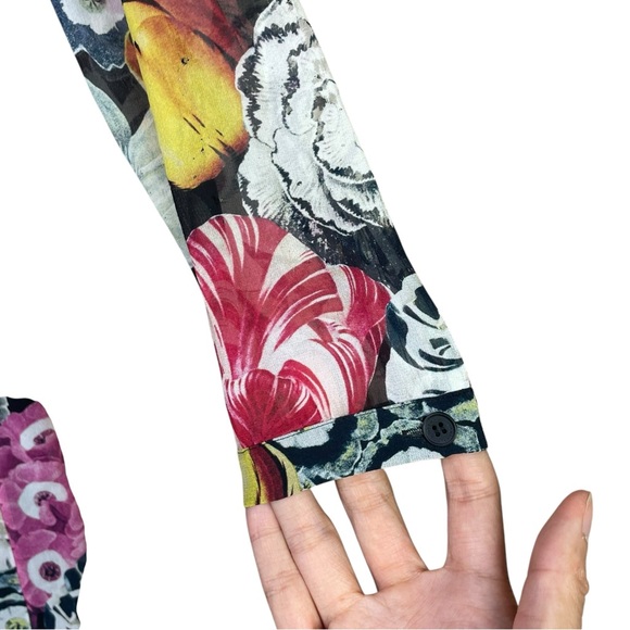 Burberry London Women 4 Midi Dress Ruffled Floral Long Sleeve Lightweight Silk - Picture 7 of 16